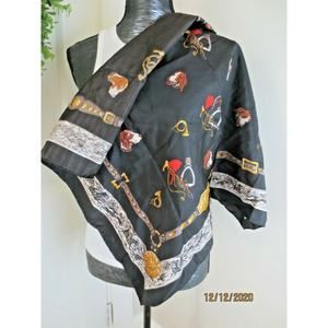 Vintage Ponsa Scarf Equestrian Polo Dog Black